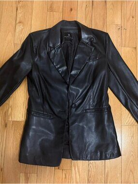 bagatelle faux leather blazer jacket black women sport coat vegan structured
